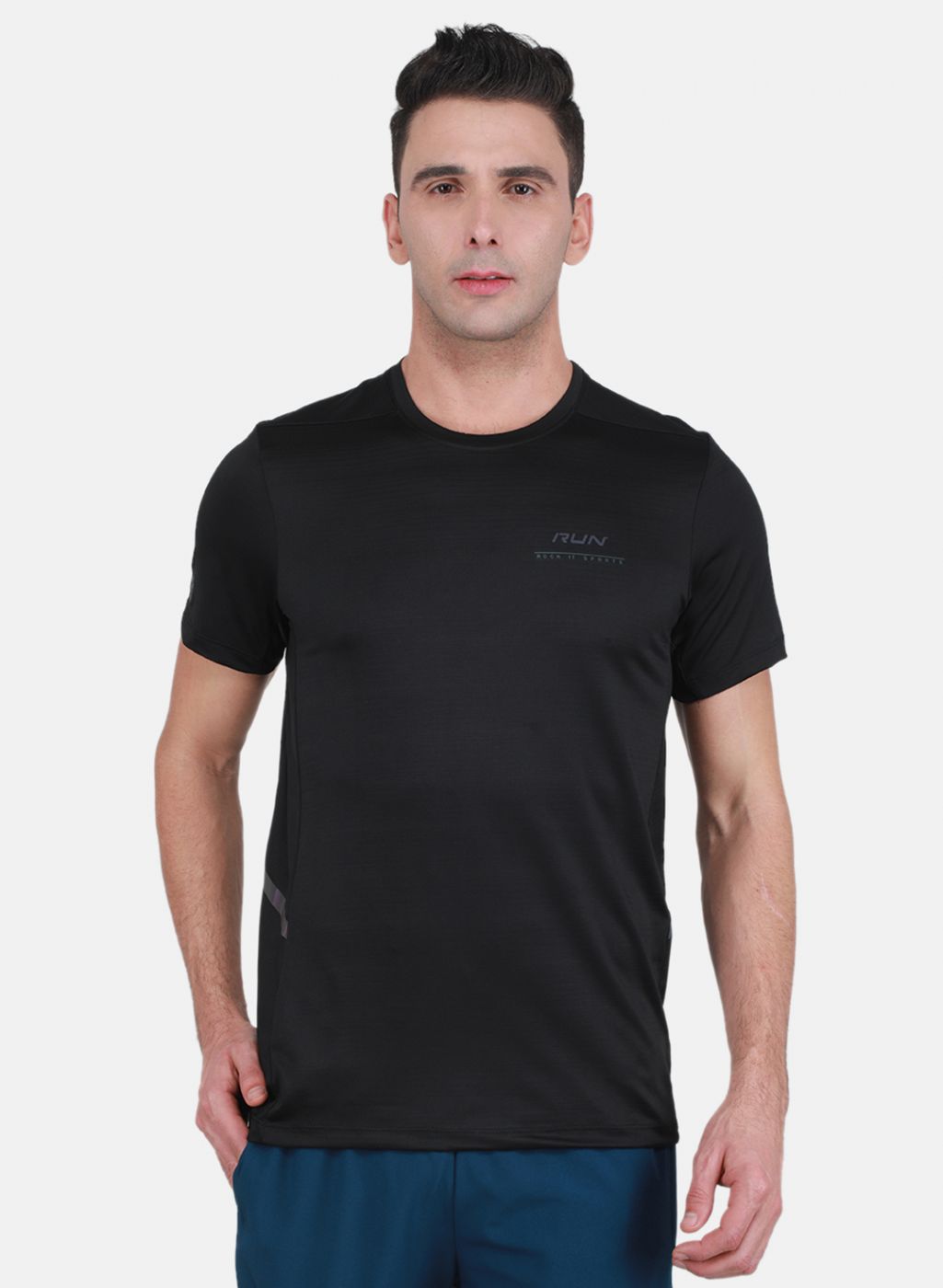 Rock.it Men Black Self Design T-Shirt
