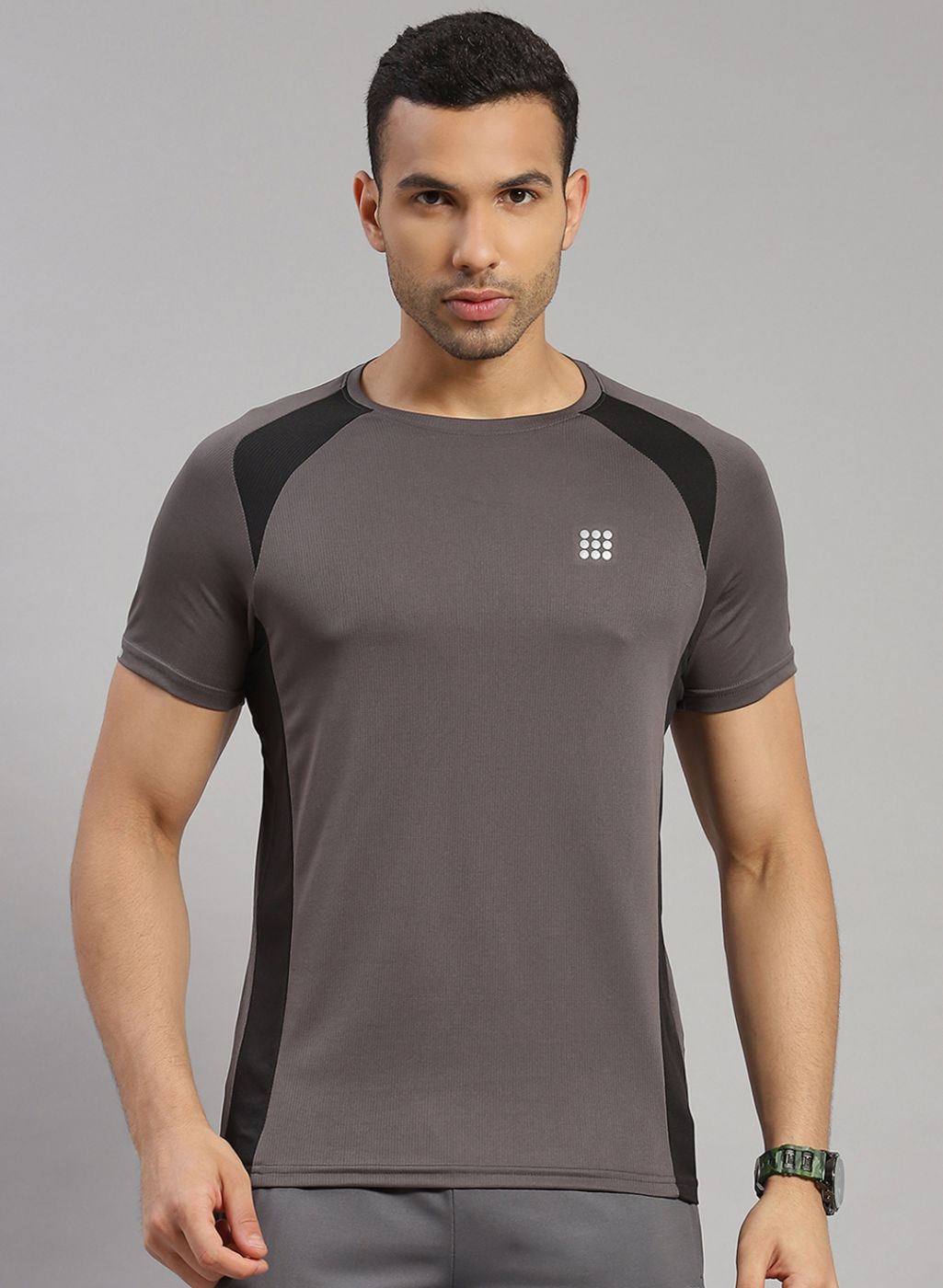 Rock.it Men Grey Solid T-Shirt