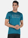 Rock.it Men Teal Blue Printed T-Shirt