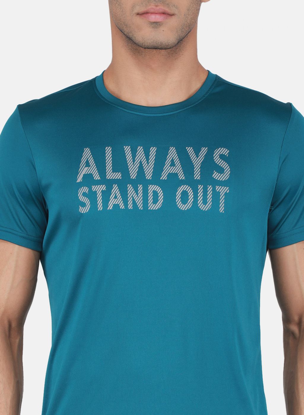 Rock.it Men Teal Blue Printed T-Shirt