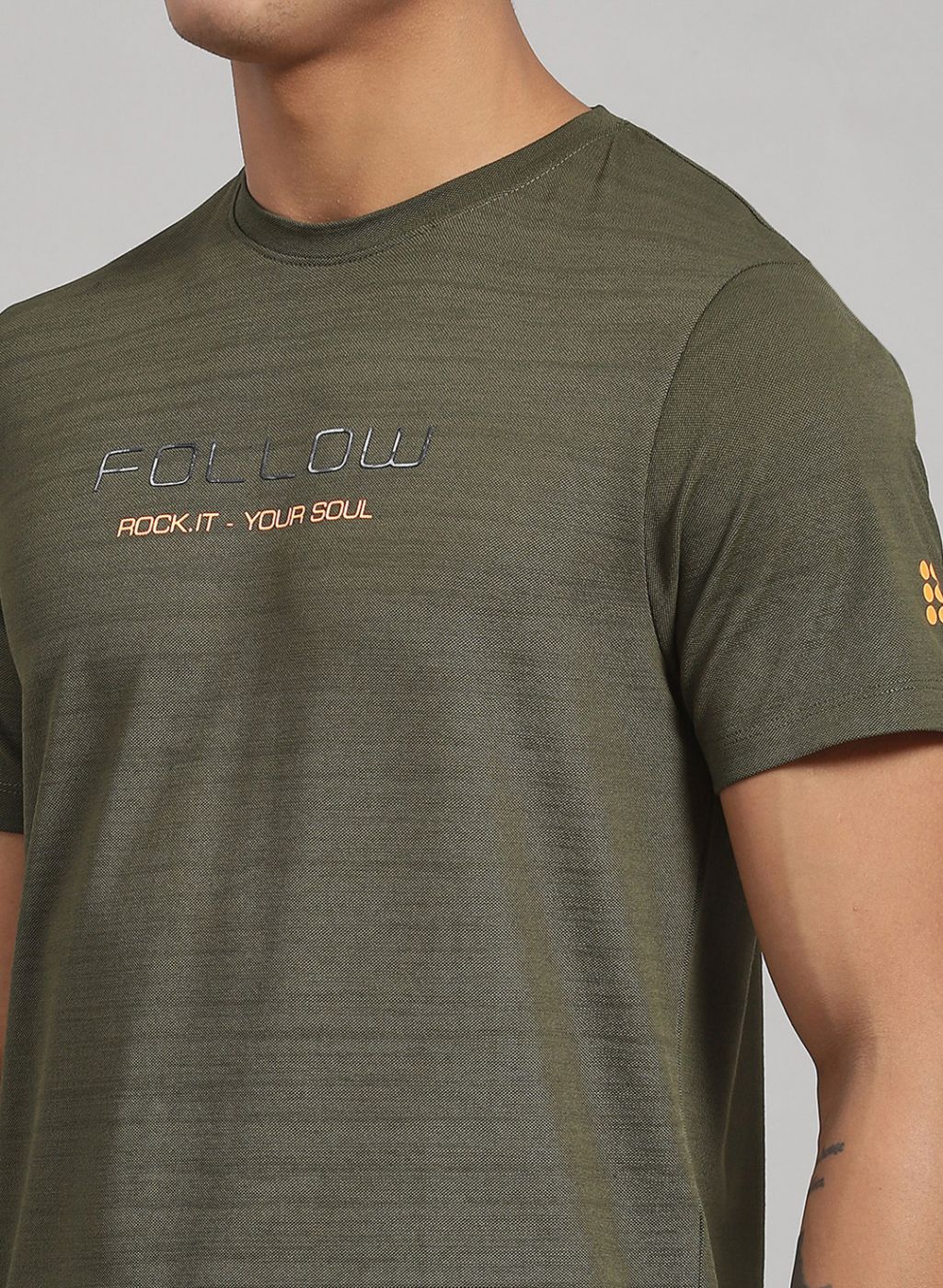 Rock.it Men Olive Printed T-Shirt