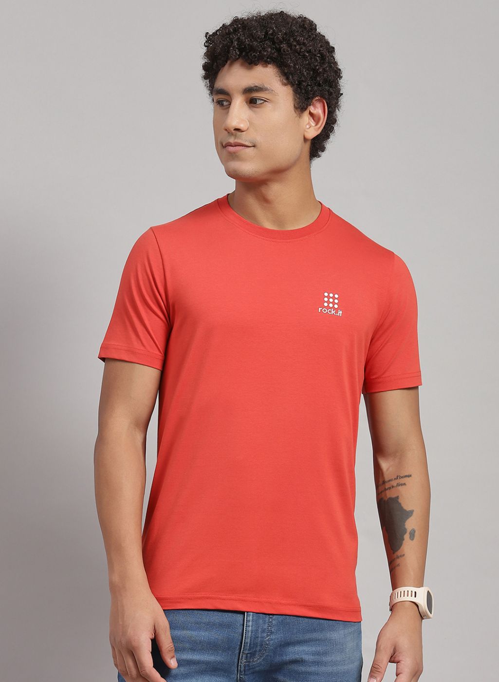 Men Orange Solid T-Shirt 2 Pc