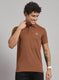 Rock.it Men Brown Solid T-Shirt