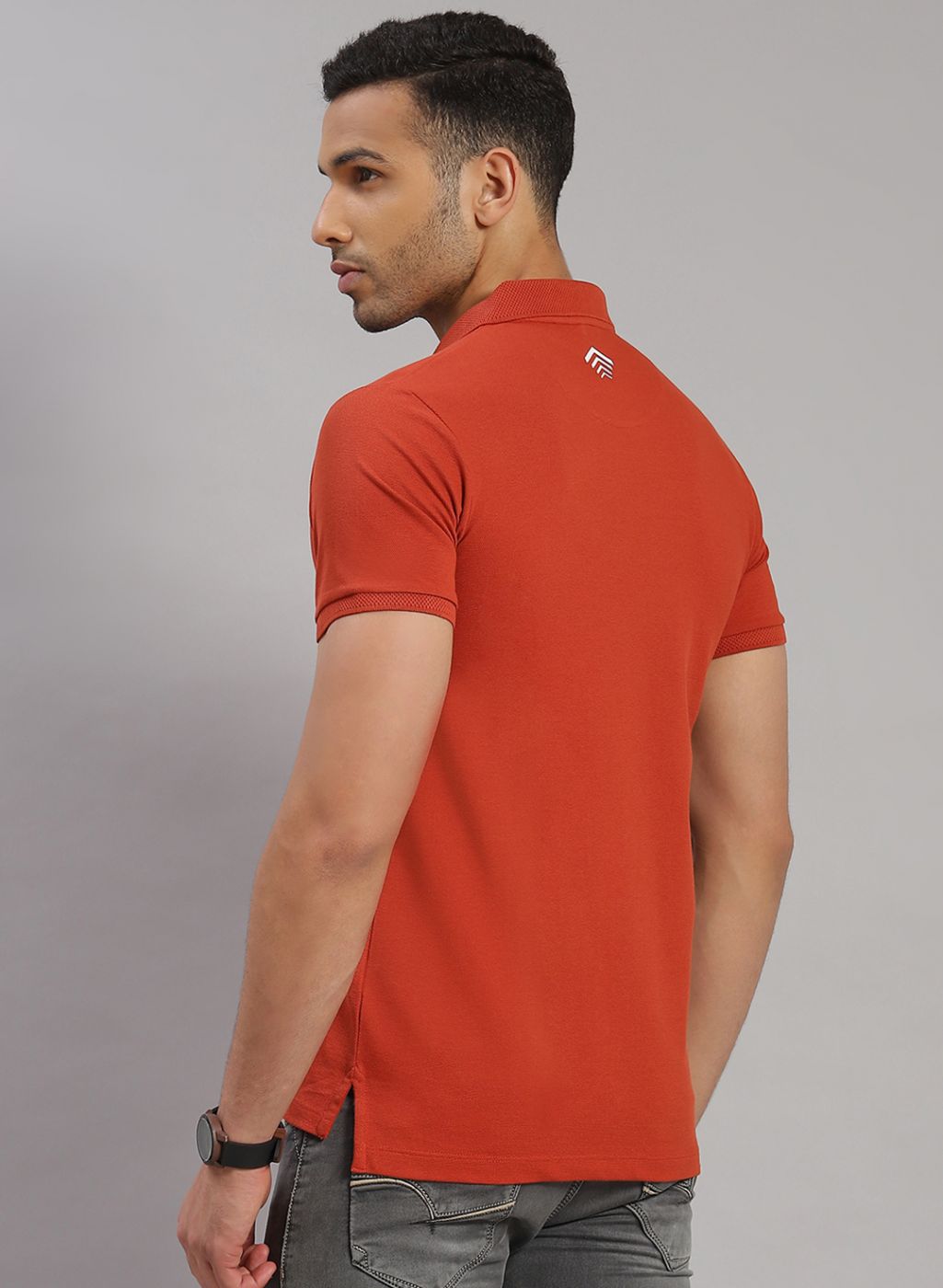 Rock.it Men Rust Orange Solid T-Shirt