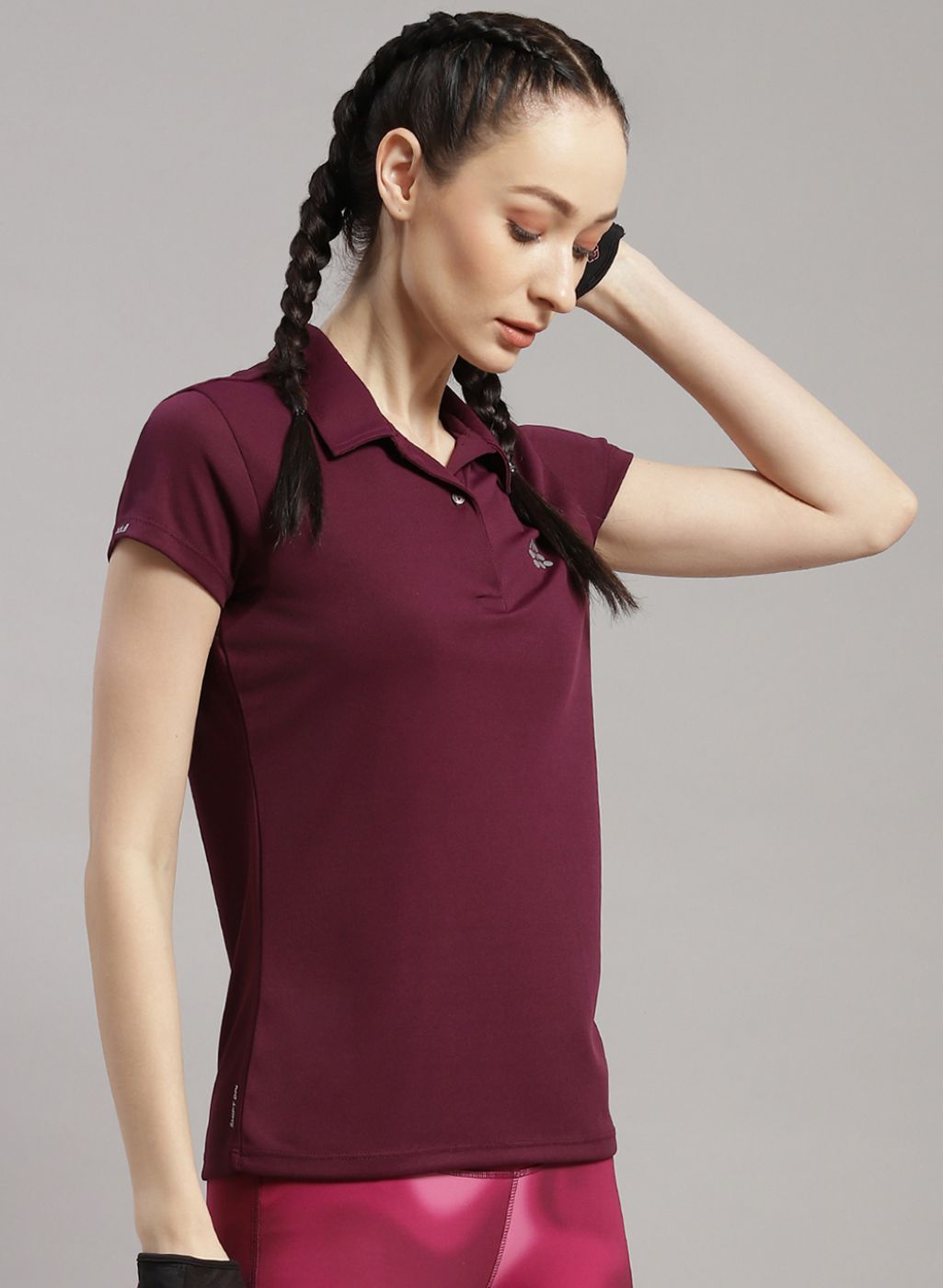 Rock.it Women Maroon Solid T-Shirt