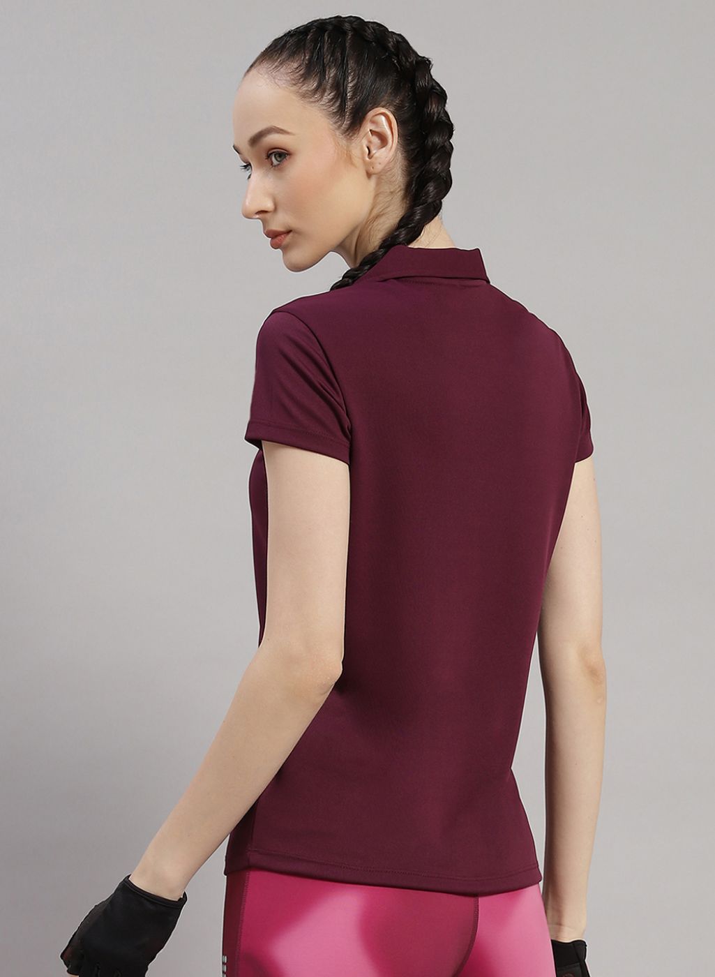 Rock.it Women Maroon Solid T-Shirt