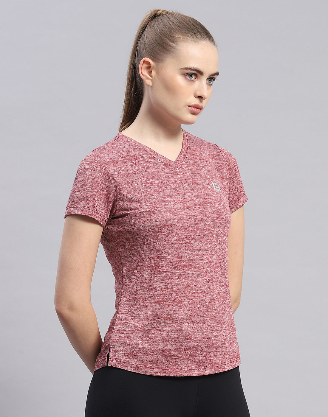 Rock.it Women Maroon Solid V Neck Half Sleeve Top
