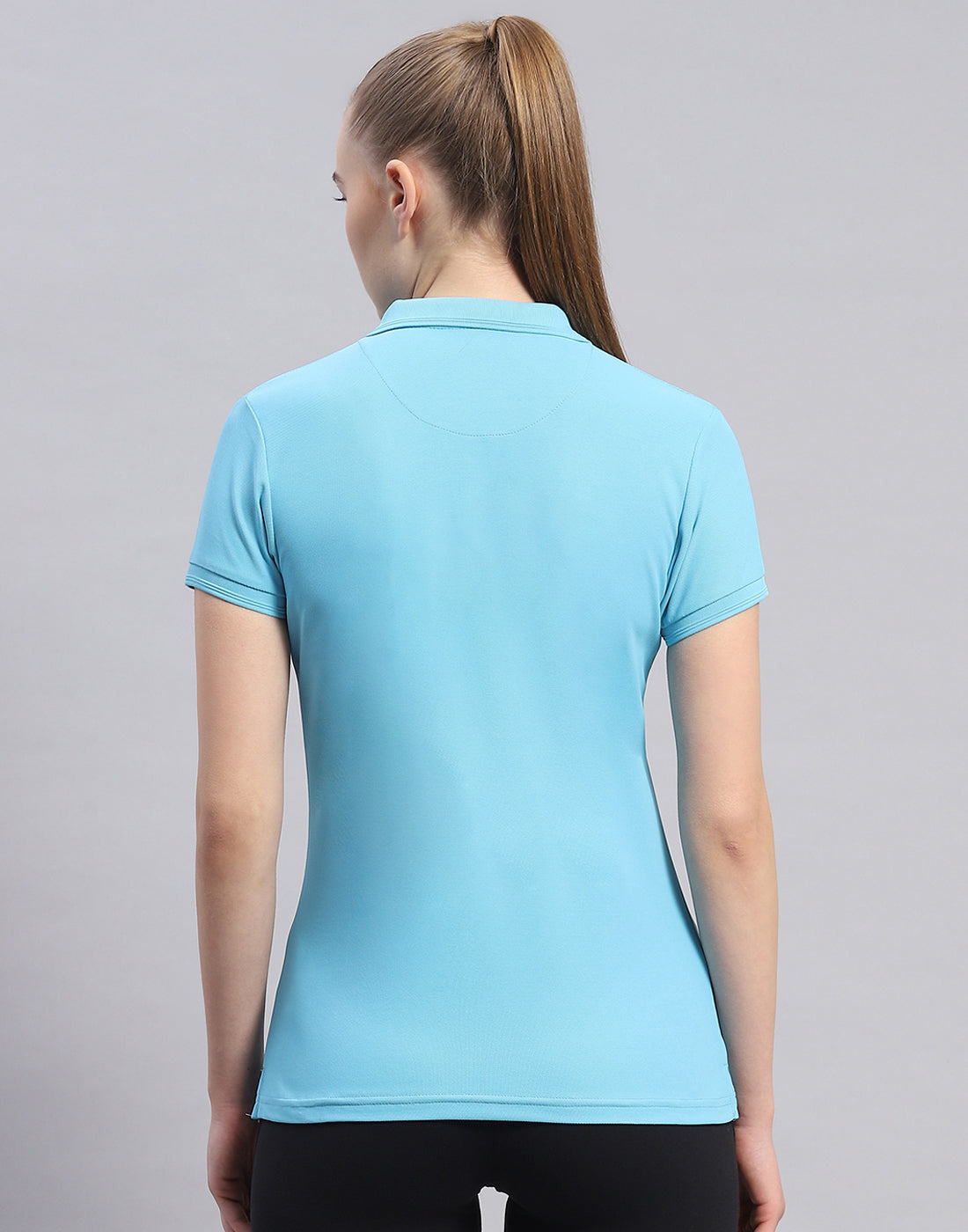 Rock.it Women Blue Solid Polo Collar Half Sleeve T-Shirt