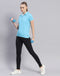 Rock.it Women Blue Solid Polo Collar Half Sleeve T-Shirt