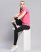 Rock.it Women Pink Solid Polo Collar Half Sleeve T-Shirt