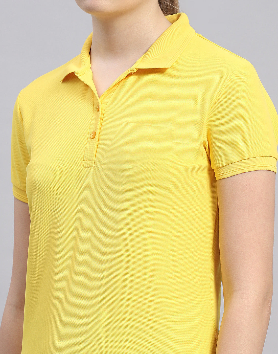Rock.it Women Yellow Solid Polo Collar Half Sleeve T-Shirt