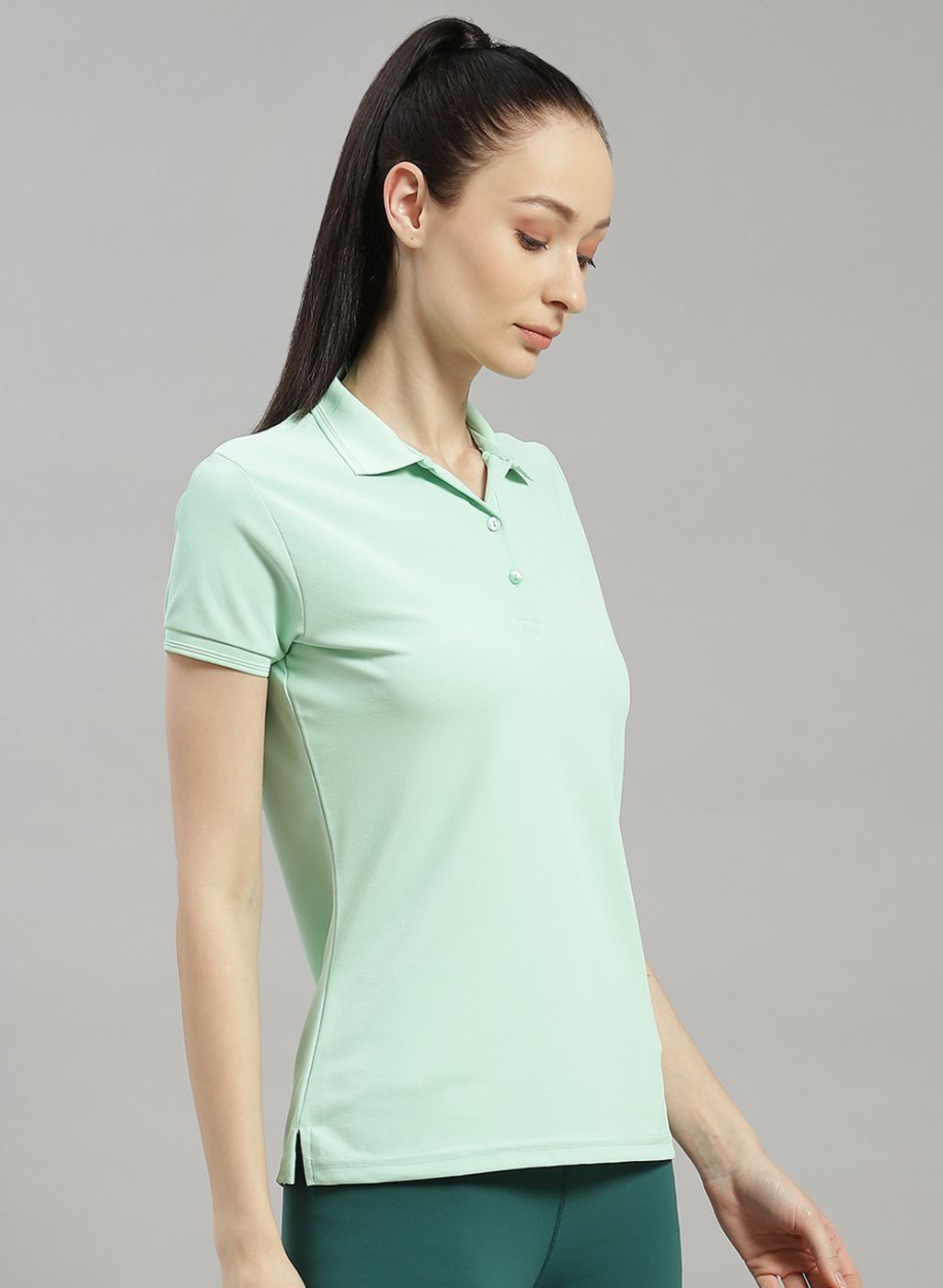 Rock.it Women Green Solid T-Shirt