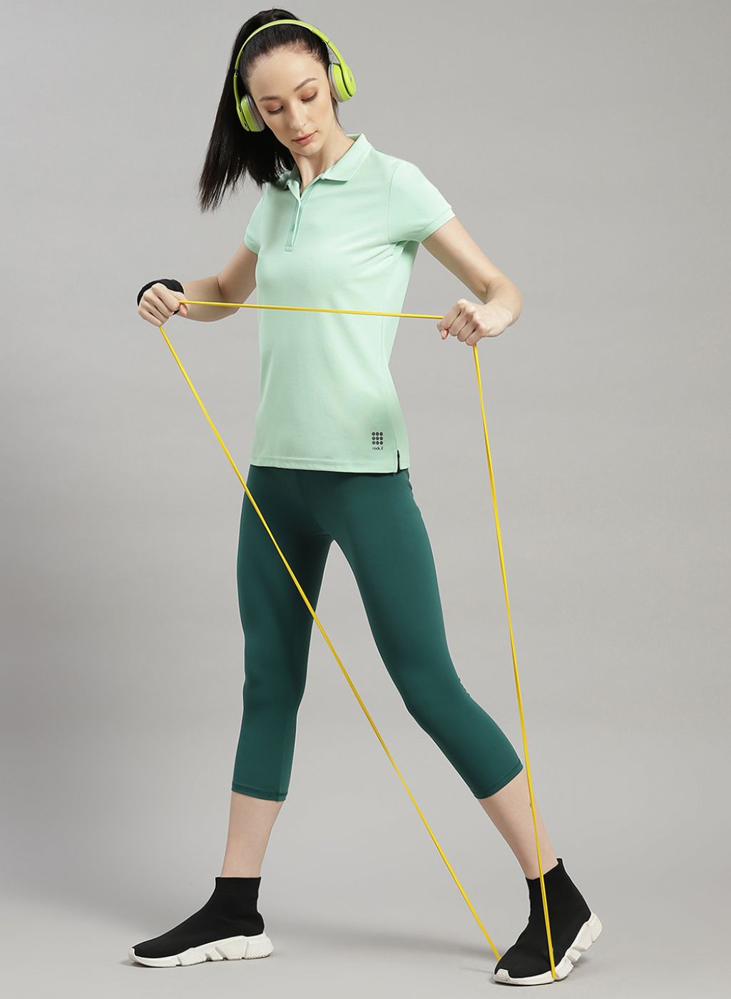 Rock.it Women Green Solid T-Shirt