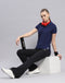 Rock.it Women Navy Blue Solid Polo Collar Half Sleeve T-Shirt
