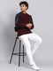 Rock.it Men Maroon Solid Round Neck Full Sleeve Sweatshirt