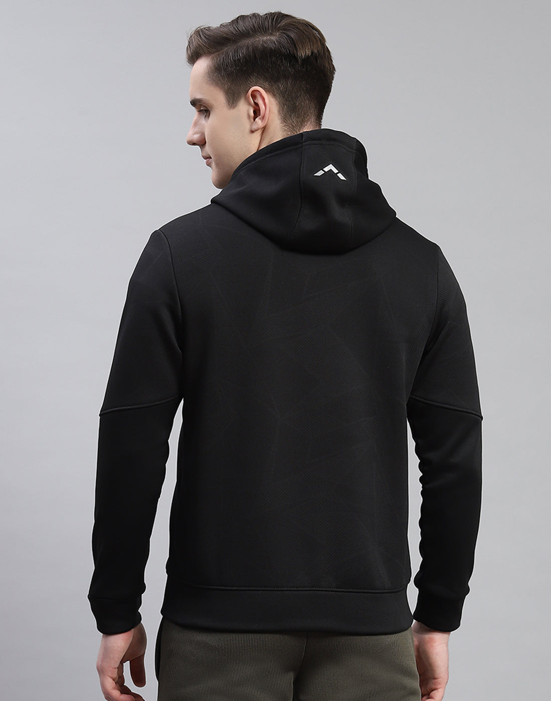 Rock.it Men Black Self Design Hooded Full Sleeve Sweatshirt