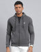 Rock.it Men Grey Solid Hooded Full Sleeve Sweatshirt