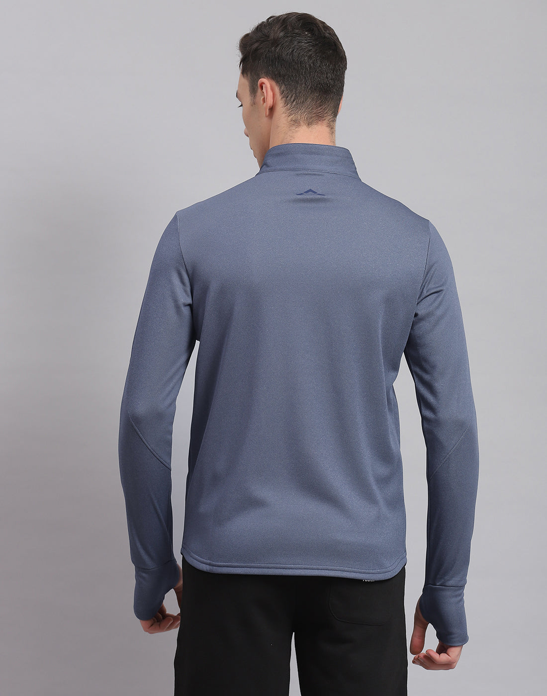 Rock.it Men Blue Solid Stand Collar Full Sleeve Sweatshirt