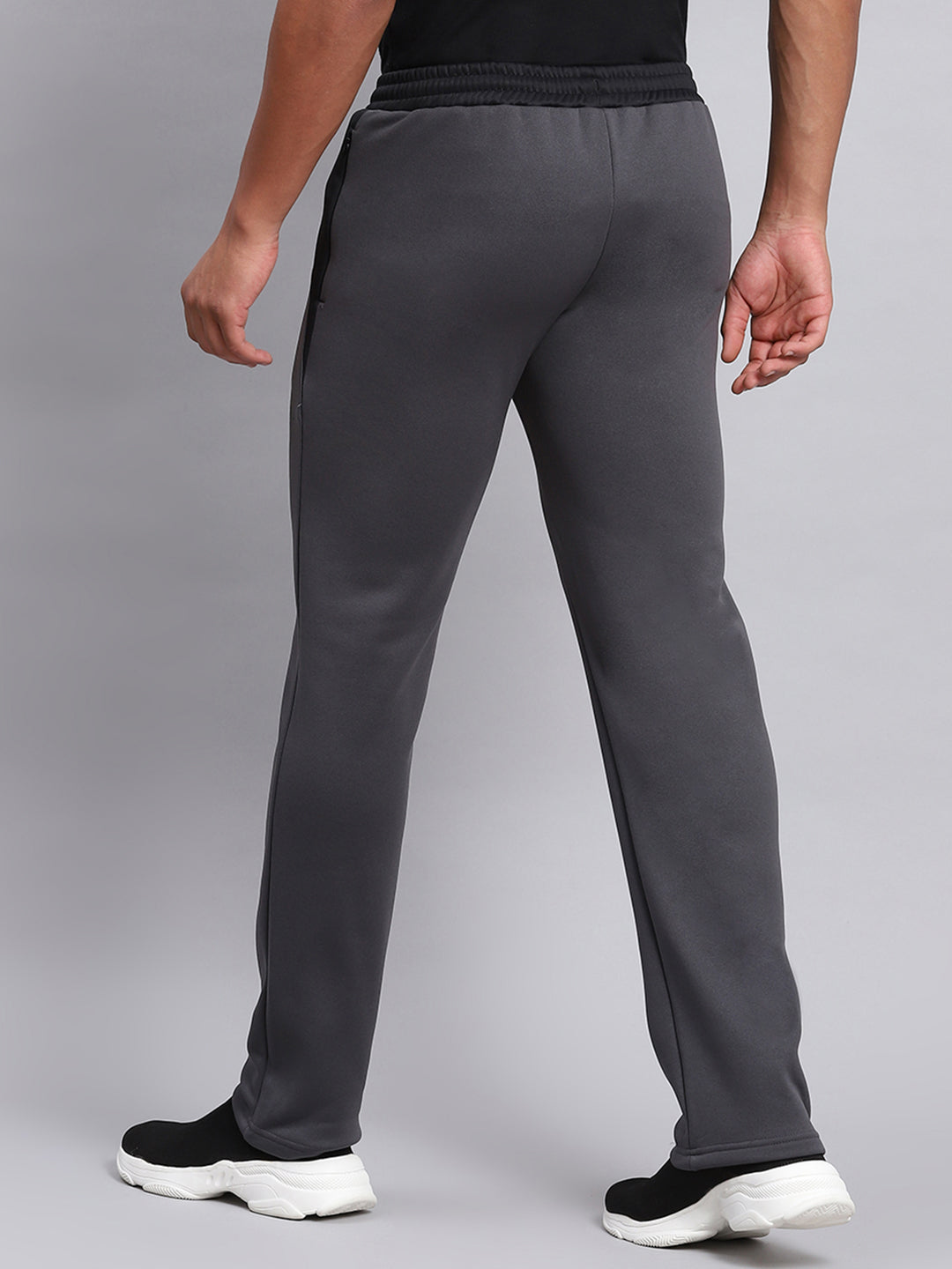 Men Grey Solid Regular Fit Lowers