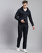 Rock.it Men Navy Blue Printed Hooded Full Sleeve Tracksuit