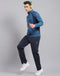 Rock.it Men Blue Solid Stand Collar Full Sleeve Tracksuit