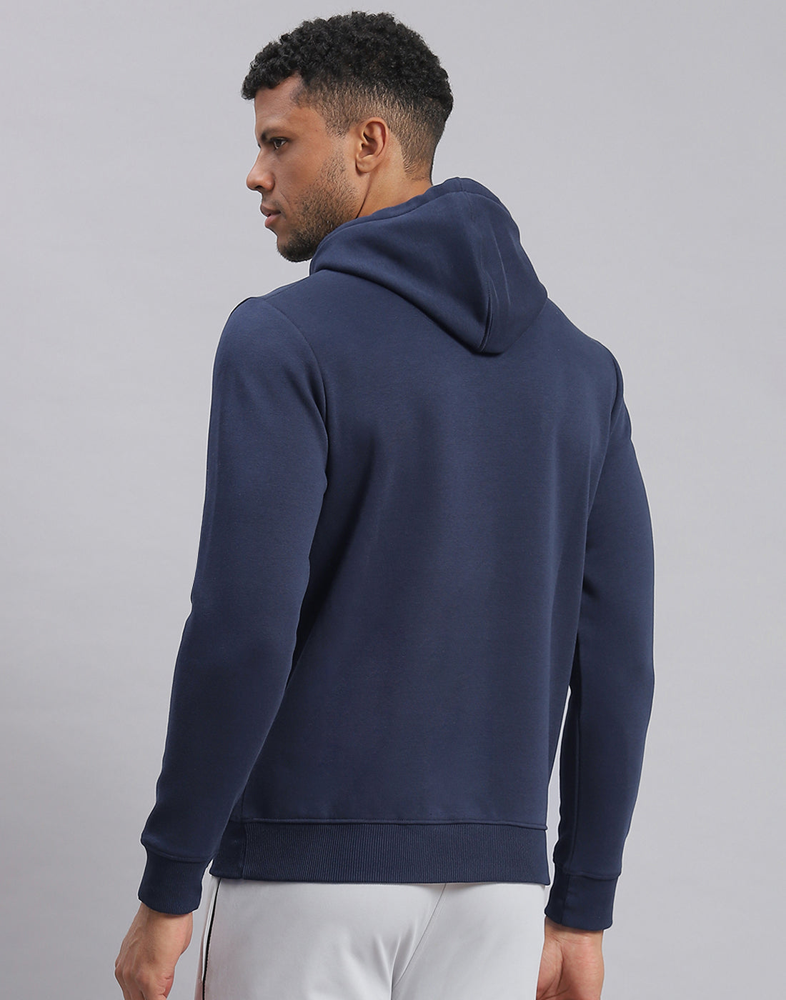 Rock.it Men Navy Blue Printed Hooded Full Sleeve Sweatshirt