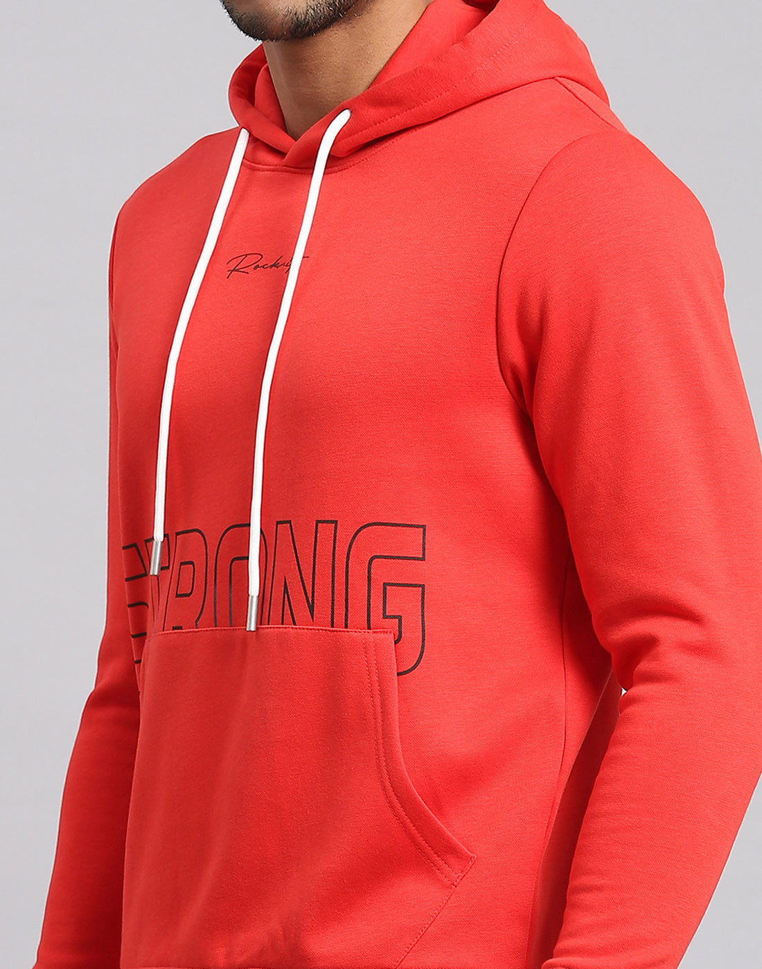 Rock.it Men Red Printed Hooded Full Sleeve Sweatshirt