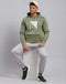 Rock.it Men Olive Printed Hooded Full Sleeve Sweatshirt