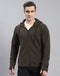 Rock.it Men Olive Solid Hooded Full Sleeve Sweatshirt