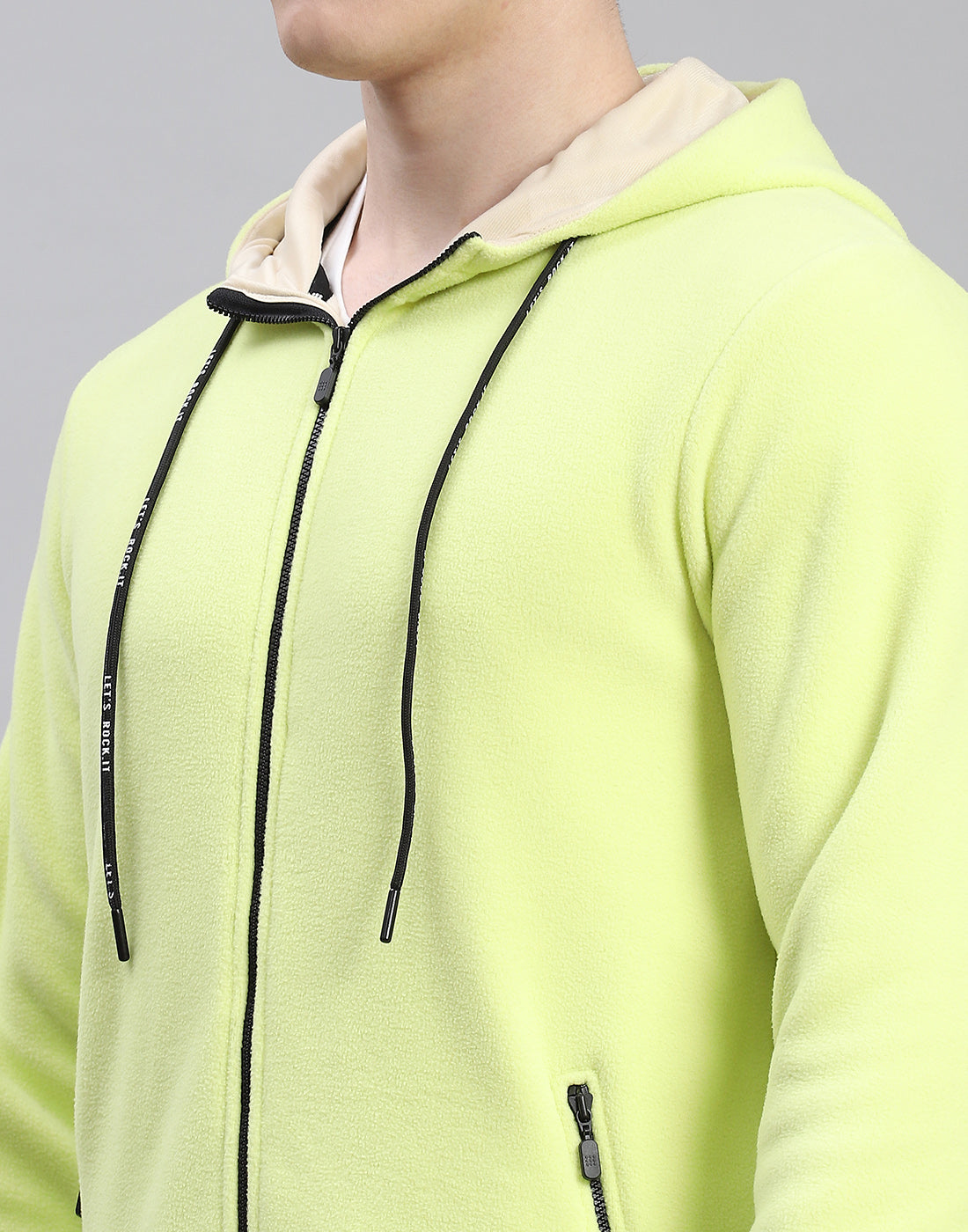 Rock.it Men Green Solid Hooded Full Sleeve Sweatshirt