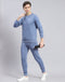 Rock.it Men Blue Solid Round Neck Full Sleeve Tracksuit