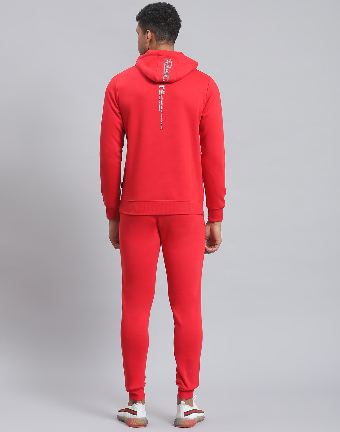 Rock.it Men Red Solid Hooded Full Sleeve Tracksuit