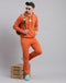 Rock.it Men Rust Solid Hooded Full Sleeve Tracksuit