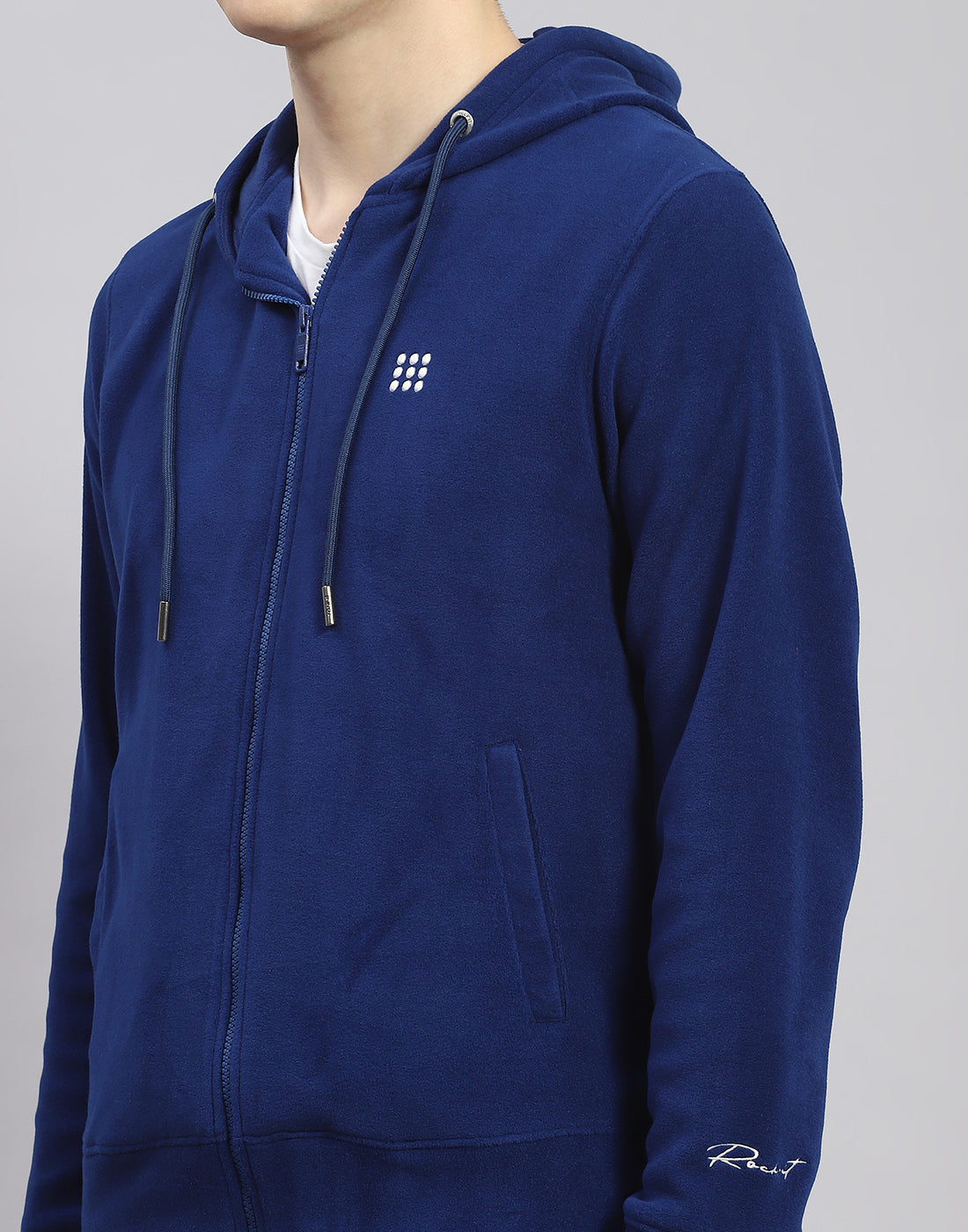 Rock.it Men Blue Solid Hooded Full Sleeve Tracksuit