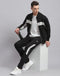 Rock.it Men Black Solid Stand Collar Full Sleeve Tracksuit