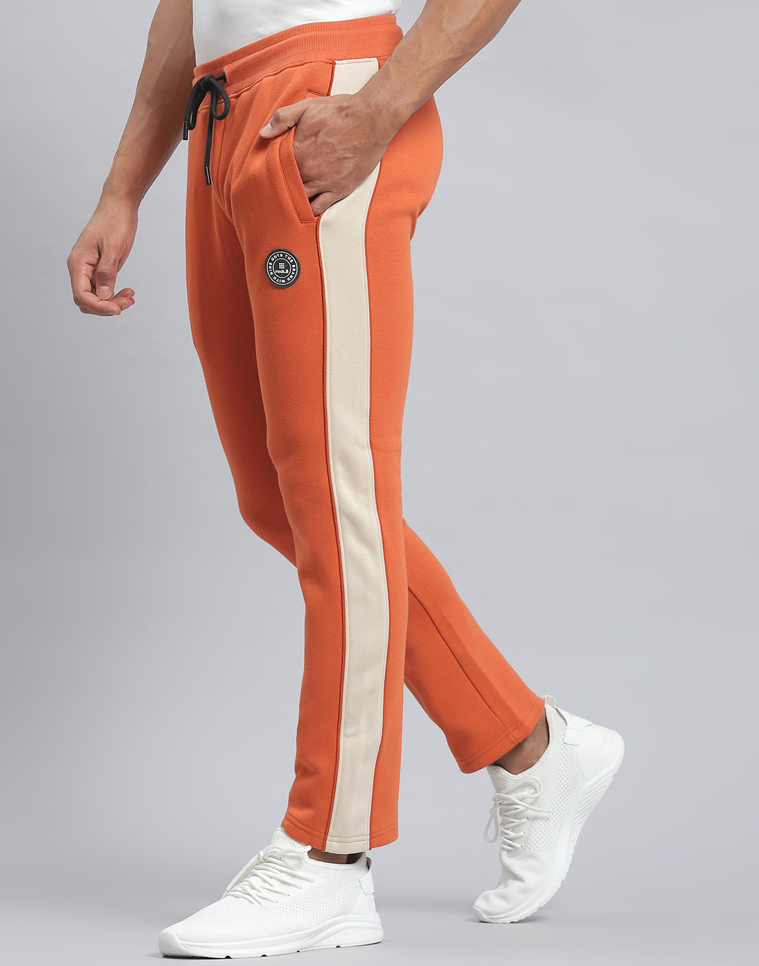 Rock.it Men Rust Solid Stand Collar Full Sleeve Tracksuit