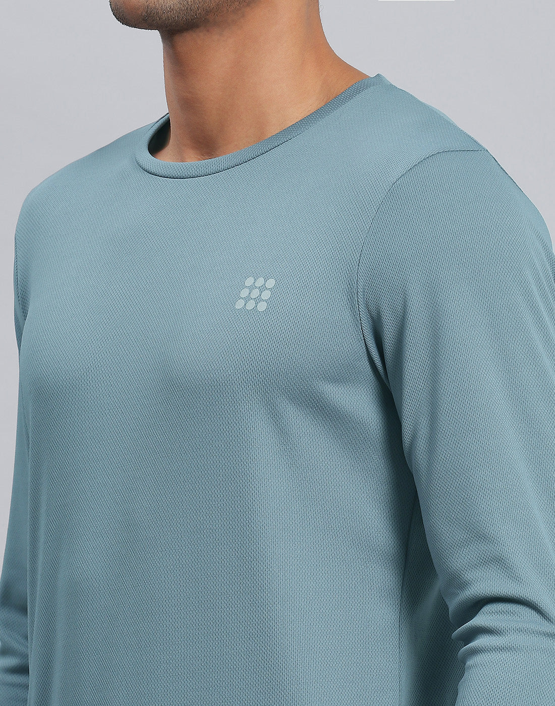 Rock.it Men Blue Solid Round Neck Full Sleeve Active T-Shirt
