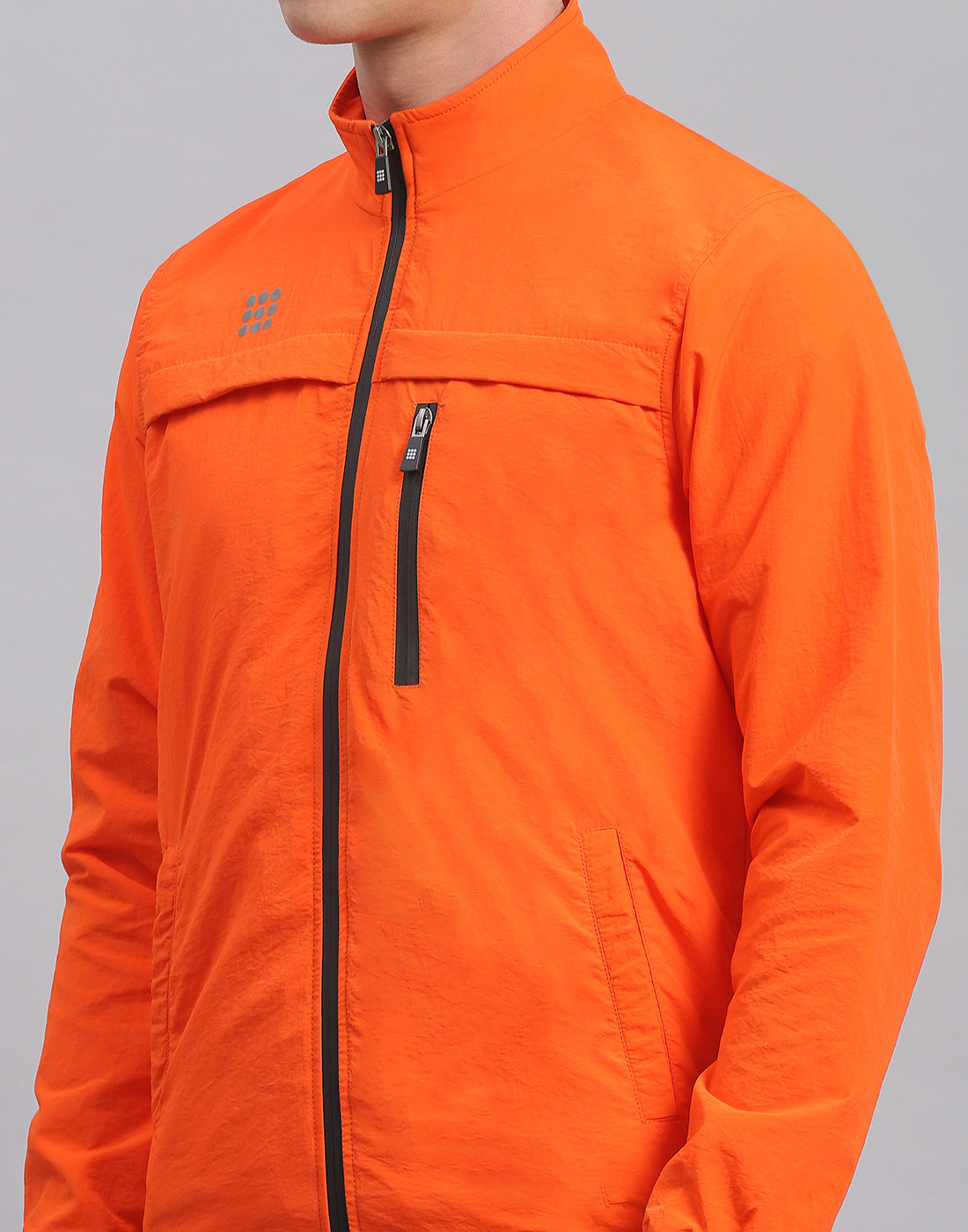 Rock.it Men Orange Solid Stand Collar Full Sleeve Jacket
