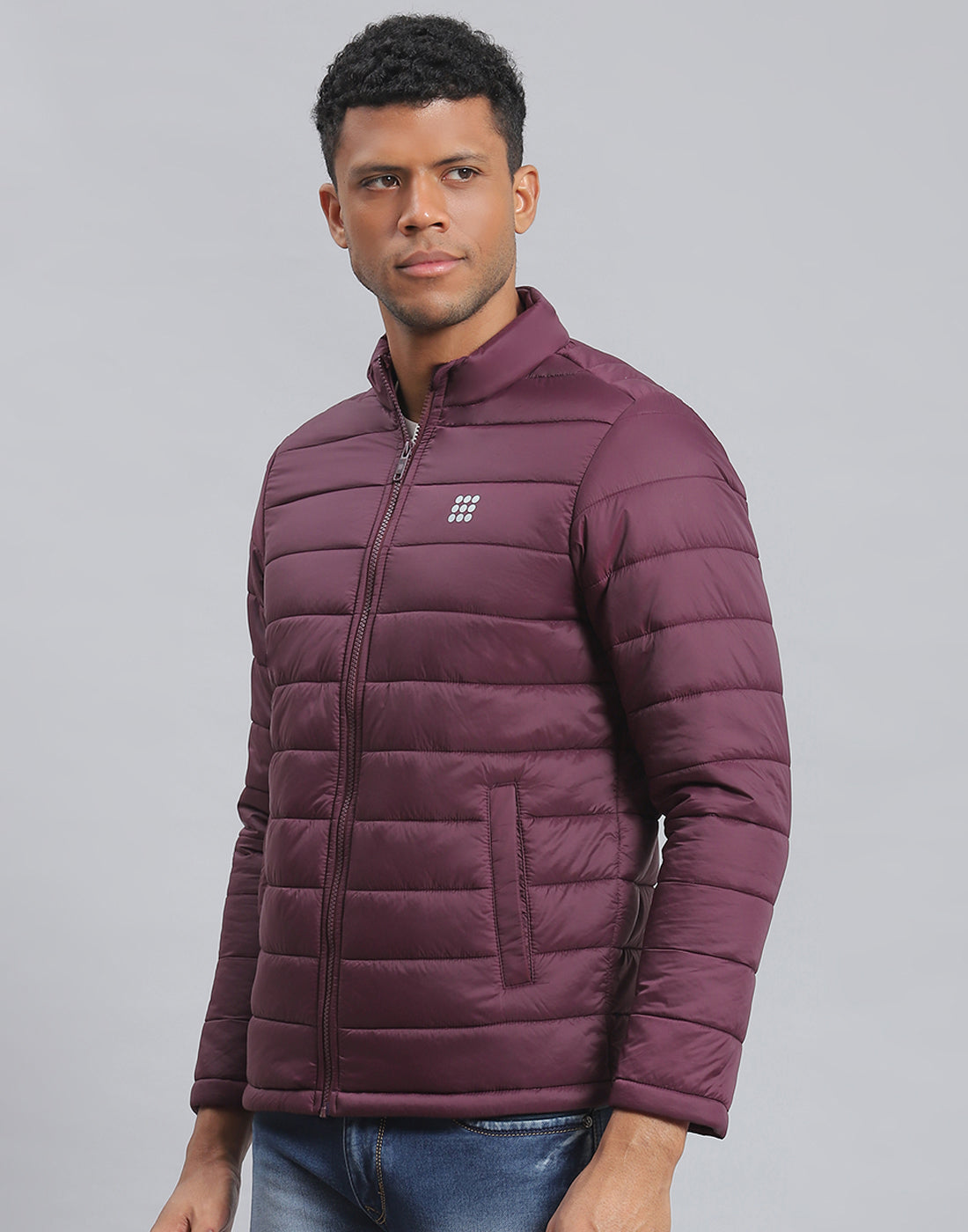 Rock.it Men Maroon Solid Stand Collar Full Sleeve Jacket