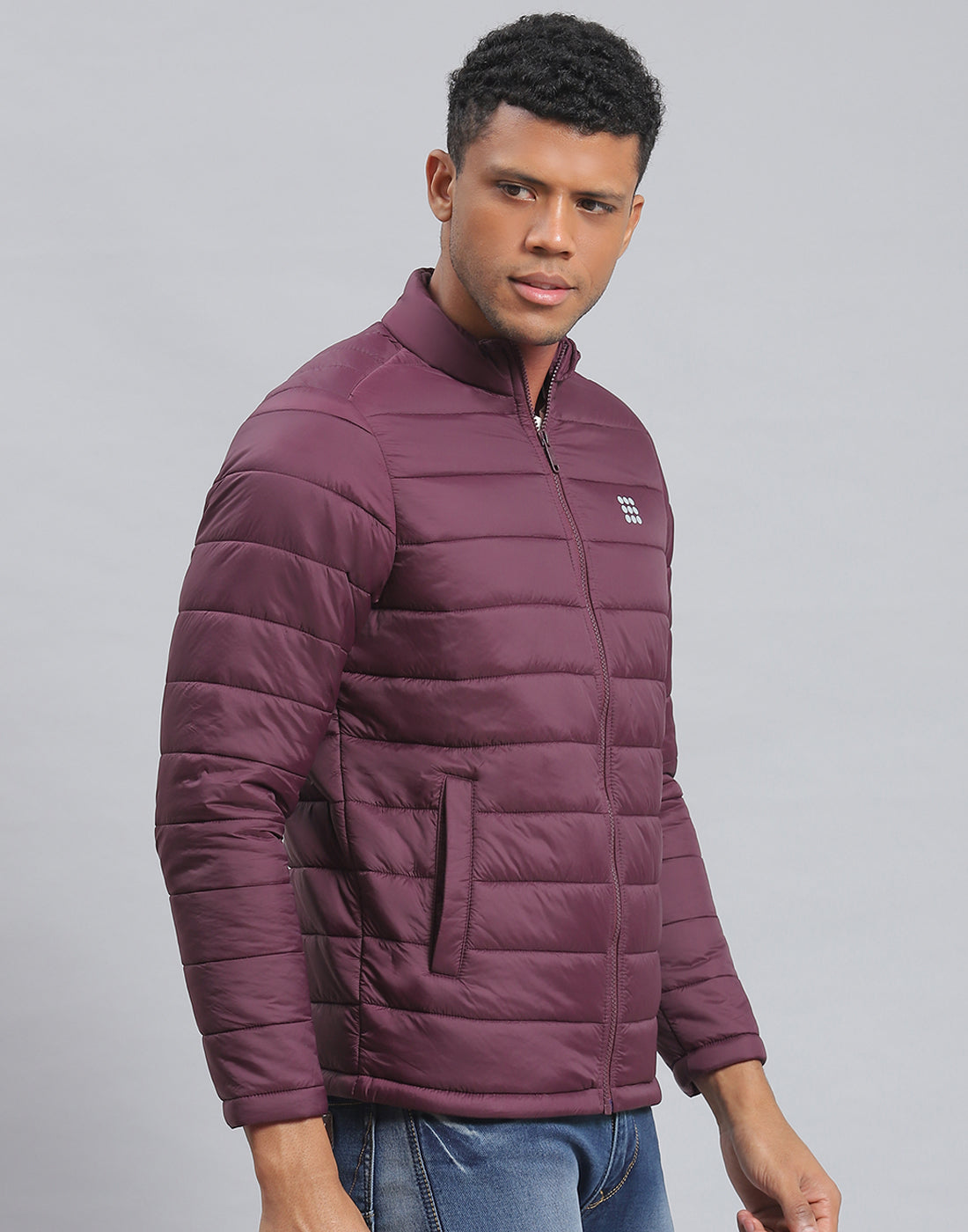 Rock.it Men Maroon Solid Stand Collar Full Sleeve Jacket