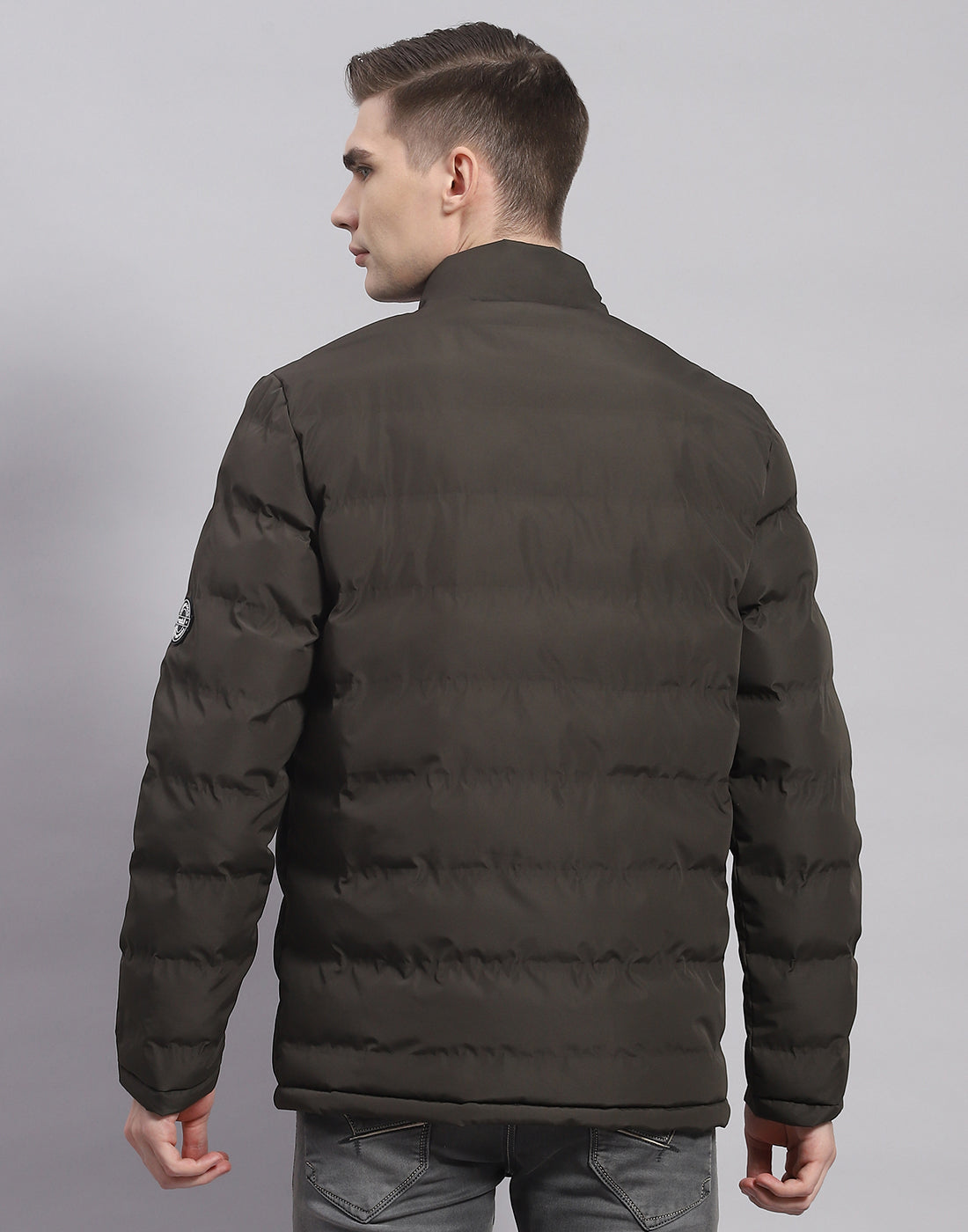 Rock.it Men Olive Solid Stand Collar Full Sleeve Jacket