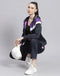 Rock.it Women Navy Blue Solid Hooded Full Sleeve Tracksuit