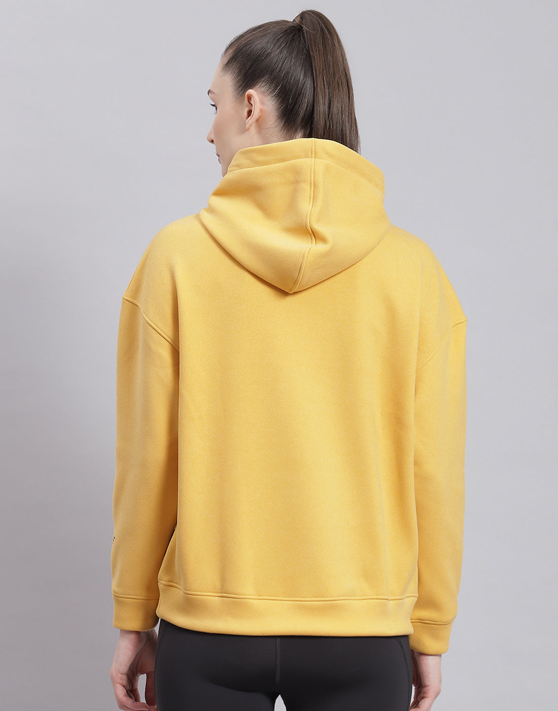 Rock.it Women Yellow Solid Hooded Full Sleeve Sweatshirt