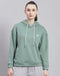 Rock.it Women Green Solid Hooded Full Sleeve Sweatshirt