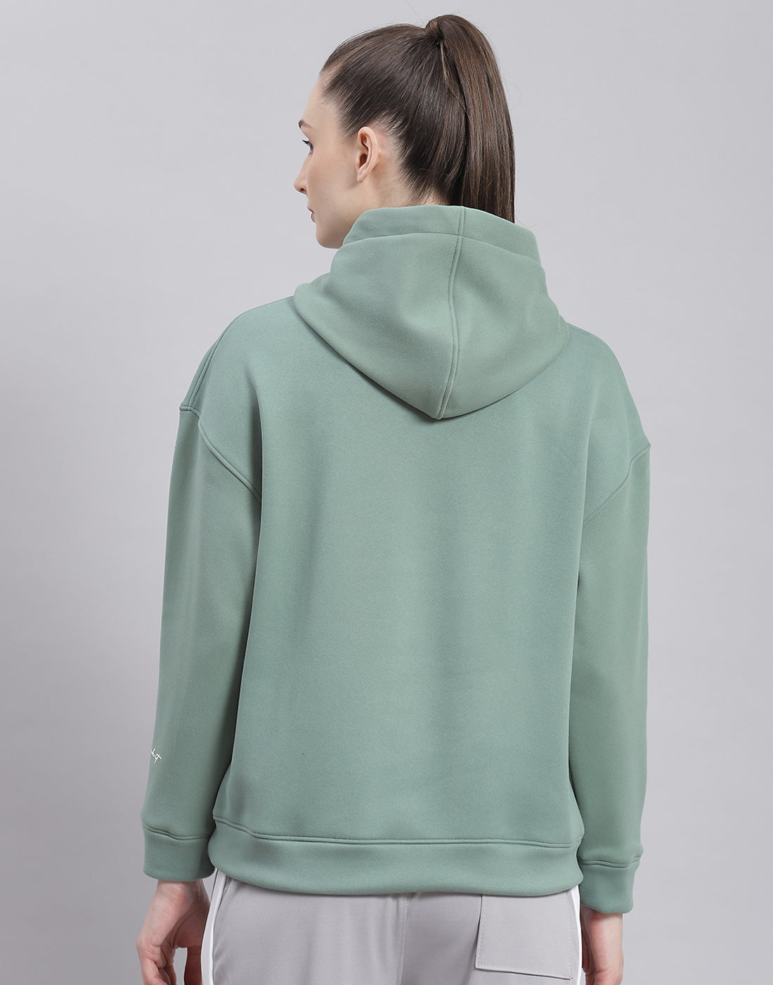 Rock.it Women Green Solid Hooded Full Sleeve Sweatshirt