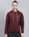 Rock.it Women Maroon Solid Hooded Full Sleeve Sweatshirt