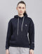 Rock.it Women Navy Blue Solid Hooded Full Sleeve Sweatshirt