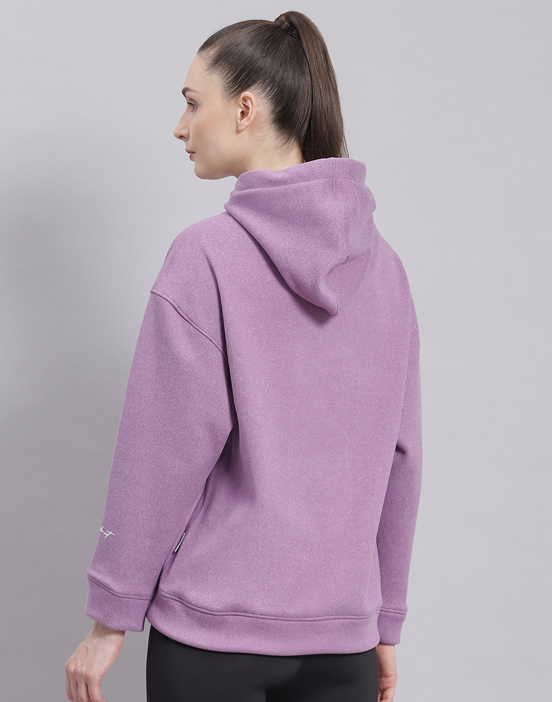 Rock.it Women Purple Solid Hooded Full Sleeve Sweatshirt