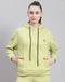 Rock.it Women Green Solid Hooded Full Sleeve Sweatshirt