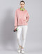 Rock.it Women Peach Solid Hooded Full Sleeve Sweatshirt